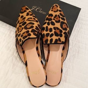J Crew Pointed Toe Mule Slides in Calf Hair 8.5
